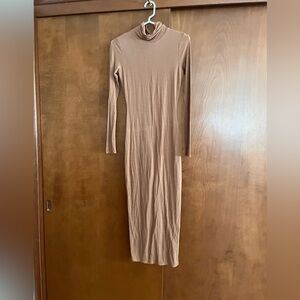 Long Sleeve Tan Midi Dress